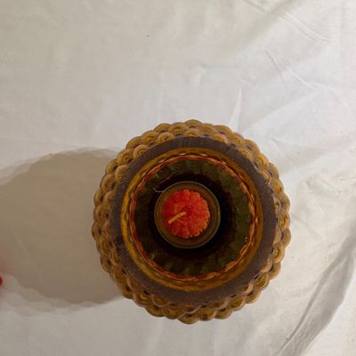 Pineapple-Shaped Amber Glass Lantern (DR-SF)