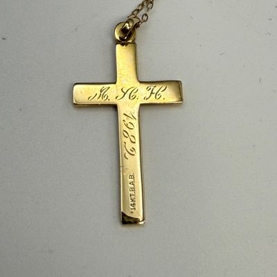 Two 14K Gold Cross Pendants & Chains (ST-SS)