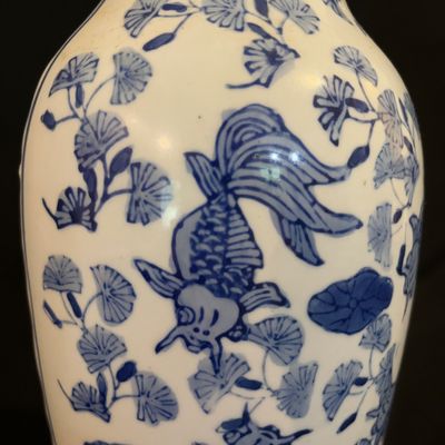 Koi & Ginkgo Leaf Delft Wall Vases (K-KA)