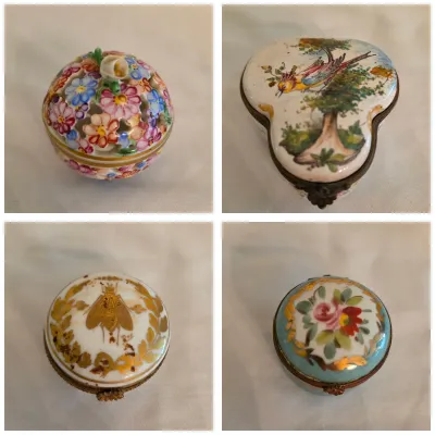 Four Hand-Painted Porcelain Trinket Boxes by Herend & More (LR-JS)