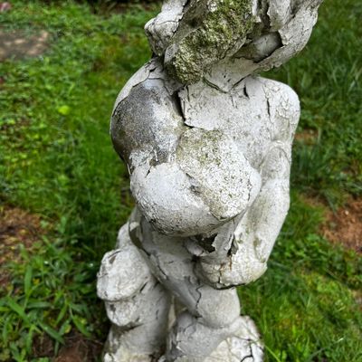 Ornate Concrete Grecian-Style Pillar with Cherub Garden Statues & More (FY-KA)