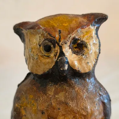 Antique National Foundry Cast Iron Owl Doorstop (LR-JS)