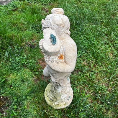 Ornate Concrete Grecian-Style Pillar with Cherub Garden Statues & More (FY-KA)