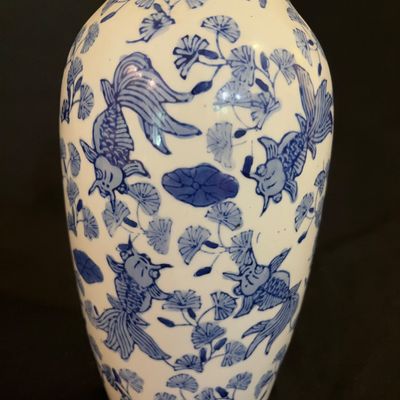 Koi & Ginkgo Leaf Delft Wall Vases (K-KA)