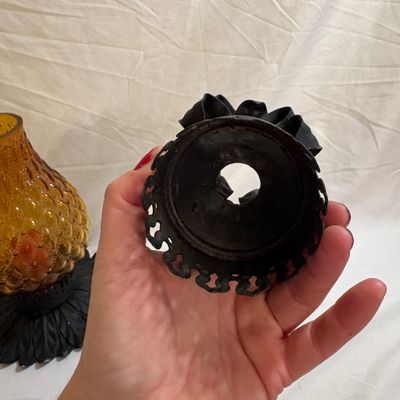 Pineapple-Shaped Amber Glass Lantern (DR-SF)