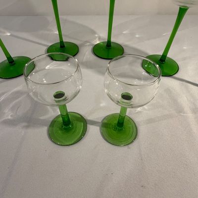 Green Stemmed Wine and Sherry Glasses (G-BC)