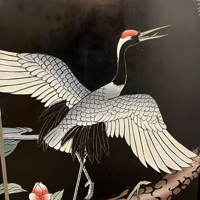 Chinese Black Lacquer Four Panel Screen (BK-KA)