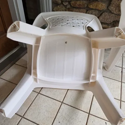 Two Adams Plastic Patio Chairs w/Bird Cushions (FP-JS)