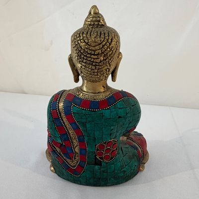 Brass Buddha with Stone Inlay (G-BC)