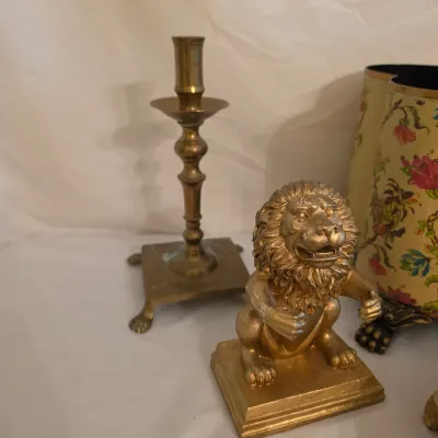 Pair of Brass Candlesticks & Other Decor (D-JS)