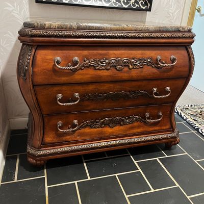 Carved Cherry Bombe Chest (BE-KA)