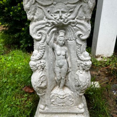 Ornate Concrete Grecian-Style Pillar with Cherub Garden Statues & More (FY-KA)