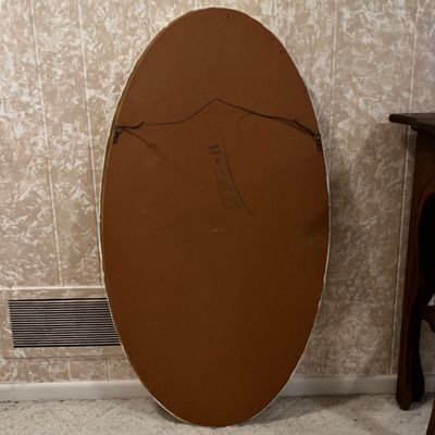 Hollywood Regency Style Oval Mirror (BL-KA)