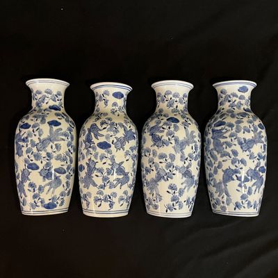 Koi & Ginkgo Leaf Delft Wall Vases (K-KA)
