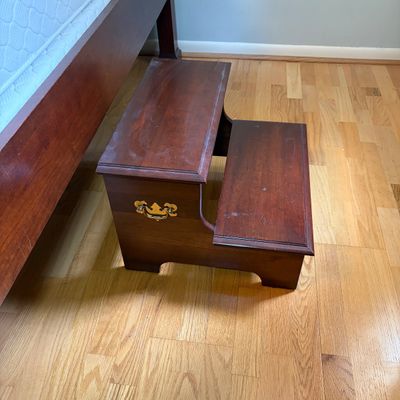 Bombay Company Side Table & Wooden Step Stool (BR1-BC)