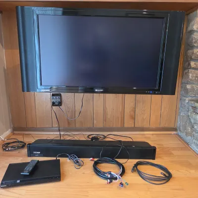 Sharp 37" HDTV, SRS Sound Bar & Sony DVD Player (LR-JS)