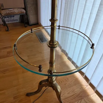 Brass Floor Lamp w/Glass Table Piece (LR-JS)