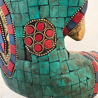 Brass Buddha with Stone Inlay (G-BC)