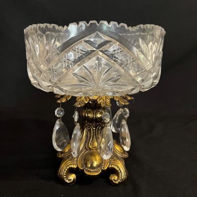 Hollywood Regency Candlesticks & Cut Crystal Bowl (K-KA)