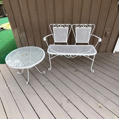 Wrought Iron Outdoor Settee Set (DK-BC)