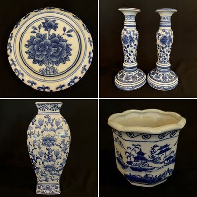 Chinese Delftware Vase, Candlesticks & More (K-KA)