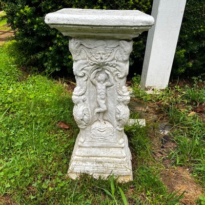 Ornate Concrete Grecian-Style Pillar with Cherub Garden Statues & More (FY-KA)