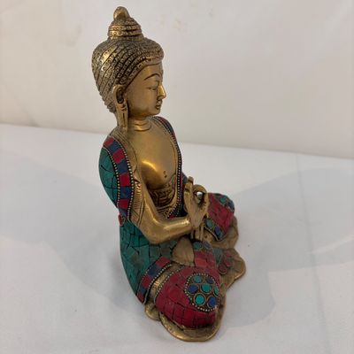 Brass Buddha with Stone Inlay (G-BC)