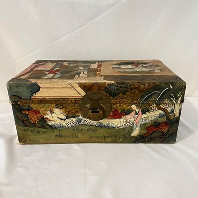 Hand Painted Asian Trunk & Parasol (K-KA)