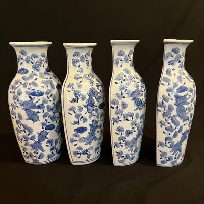 Koi & Ginkgo Leaf Delft Wall Vases (K-KA)