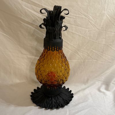 Pineapple-Shaped Amber Glass Lantern (DR-SF)