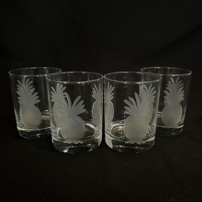 Rolf Etched Pineapple Double Old-Fashion Glasses (K-KA)