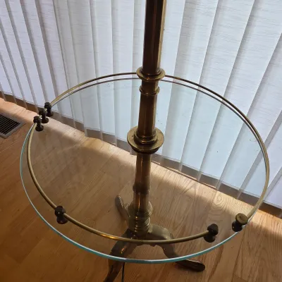 Brass Floor Lamp w/Glass Table Piece (LR-JS)
