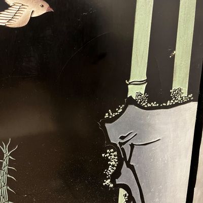 Chinese Black Lacquer Four Panel Screen (BK-KA)
