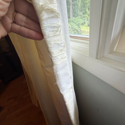 Two Sets of Tapering Silk Drapes and Curtain Rods (BR1-BC)