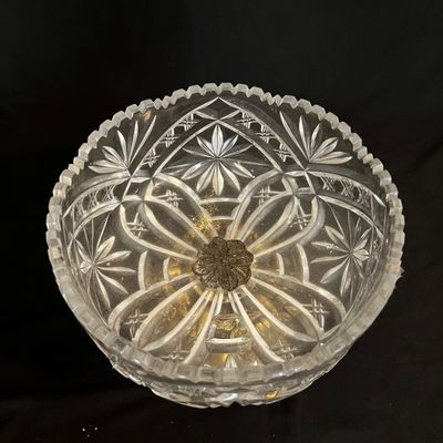 Hollywood Regency Candlesticks & Cut Crystal Bowl (K-KA)