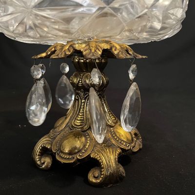 Hollywood Regency Candlesticks & Cut Crystal Bowl (K-KA)