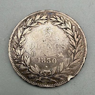 LOT 36: 1830 France 5 Francs 90% Silver Coin