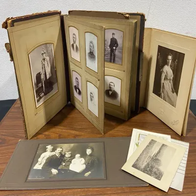 Antique Photography & Leather Bound Photo Album 