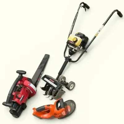 Yard Tool Bundle: Ryobi Tiller, Troy-Bilt Leaf Blower, B&D Electric Hedge-Trimmer