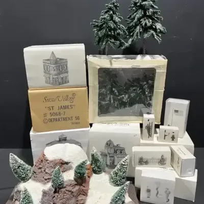 Dept 56 Snow Village Antique Shop, Village Library + More