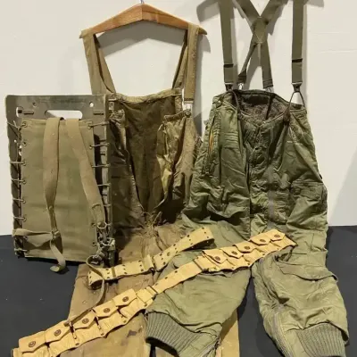 40s WWII US Army Air Force Type A-11 Aviator & Deck Trousers, Ammunition Belt, Packboard & More
