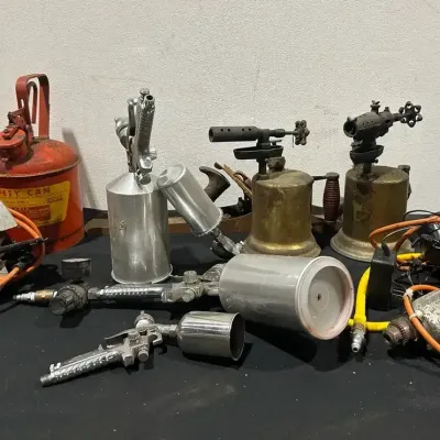Vintage Tool Lot: Black & Decker Power Tools, Brass Blow Torches & Spray Guns