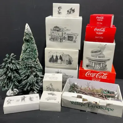 Dept 56 Snow Village Harley Davidson, Coca Cola, Trees & More