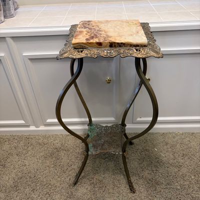 Ornate Gold and Stone Plant Stand and More (O-BC)