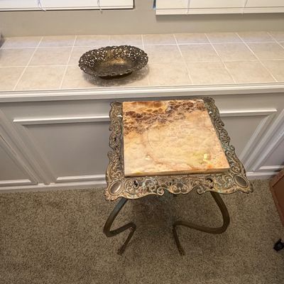 Ornate Gold and Stone Plant Stand and More (O-BC)
