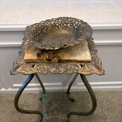 Ornate Gold and Stone Plant Stand and More (O-BC)