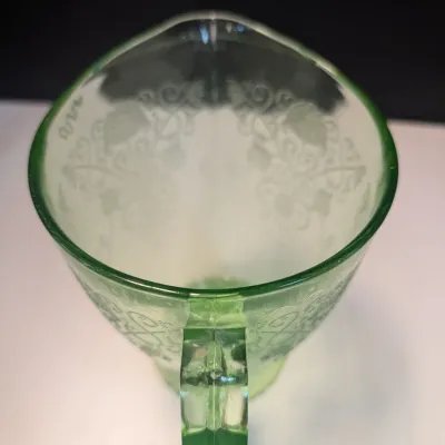 Uranium Green Depression Glass Pitcher Marked