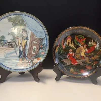 Bradex Russian Bradford Exchange Porcelain Plate Featuring Russian Folk Art & Fairy Tales & 1986 Imperial Jingdezhen Chinese Plates