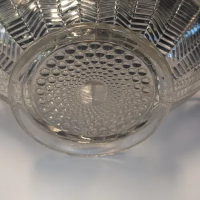 Fern Leaf Patterned Heavy Glass Basket w/ Handle
