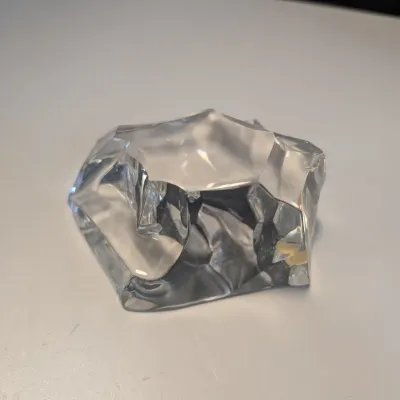 Vintage Val St. Lambert Crystal Paperweight w/ Bison Intaglio Signed